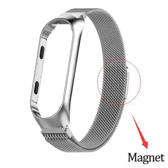Magnet Silver Leecnuo Xiaomi mi Band 3 ремешок mi Band 3 металлический браслет из нержавеющей стали ремешок mi lanese магнит/Пряжка mi Band 3 ремешок - Цвет ремешка: Magnet Silver