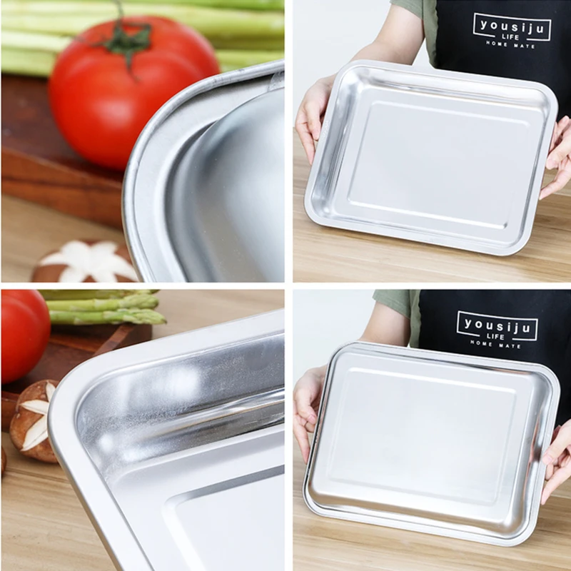 Tray with Lid Metal Trays Bandejas para Comida Stainless Flatware Metal  Serving Tray Metal Dinner Tray Divided Food Serving Tray Serving Plate