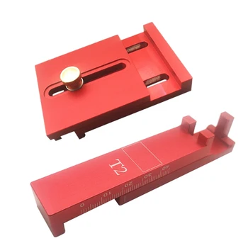 

T1/T2 Woodworking Special Depth Measuring Wooden Tenon Ruler Saw Gauge Aluminum Alloy Serrated Ruler Manual Measurement