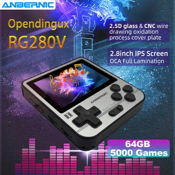 

RG280V ANBERNIC Retro Game Console Mini PS1 Video Game Player 64G 5000 Games Card Opendingux Portable Mini Handheld Game Player