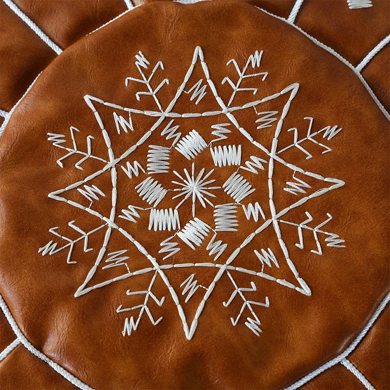 Moroccan Leather Pier Futon Cover Lazy Cushion Handmade Mandala Embroidery Nordic Folk Soft Tatami Mat Covers