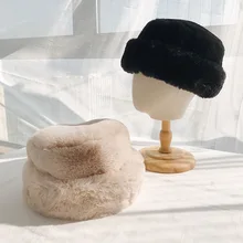 Южная Корея, шикарная меховая плотная теплая шапка с кроличьим мехом, шапка для холодной зимы, Женская милая Студенческая шапка в рыбацком стиле