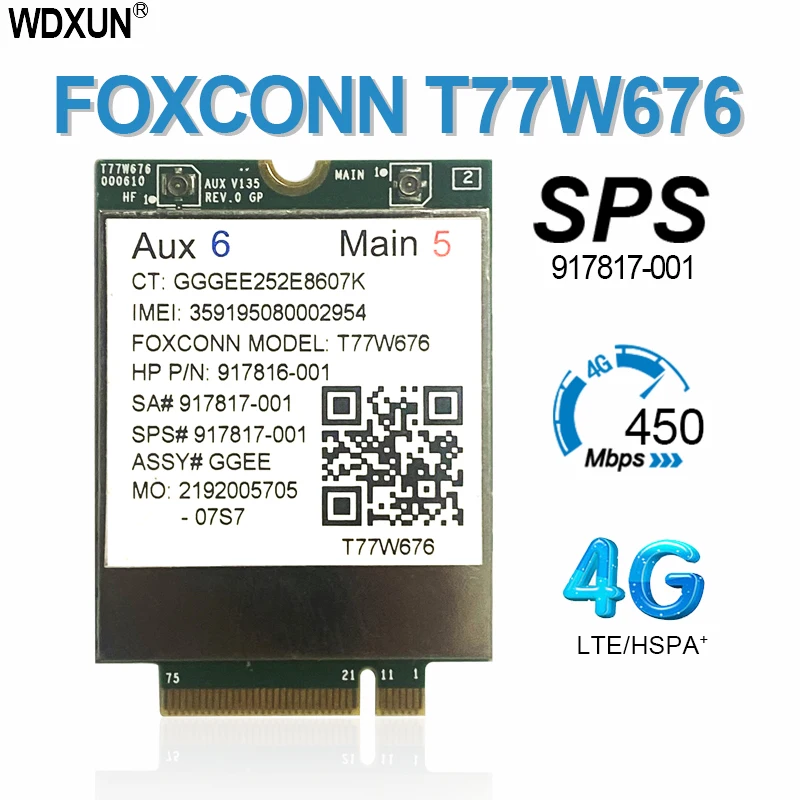 t77w676 917817-100 4g wwan m.2 450mbps lte