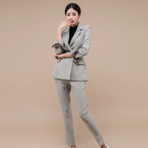

2019 Early Autumn New Fashion Korean Version Pure Color Professional Female Suit High Waist Elegant Temperament Slim Women Pants