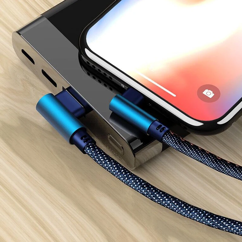 Подходит для ios, кабель для мобильного телефона, джинсовый USB кабель для передачи данных, двойной 90 градусов, джинсовый тип-c, Android, кабель для быстрой зарядки - Цвет: Android - blue