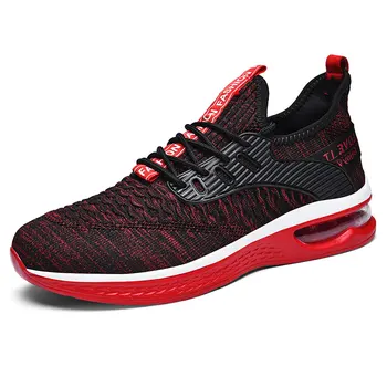 

JINBEILE Running Shoes for Men Fish Scale Fly Woven Air Cushion Sneakers Lightweight Soft Comfortable Breathable Men Sport Shoes