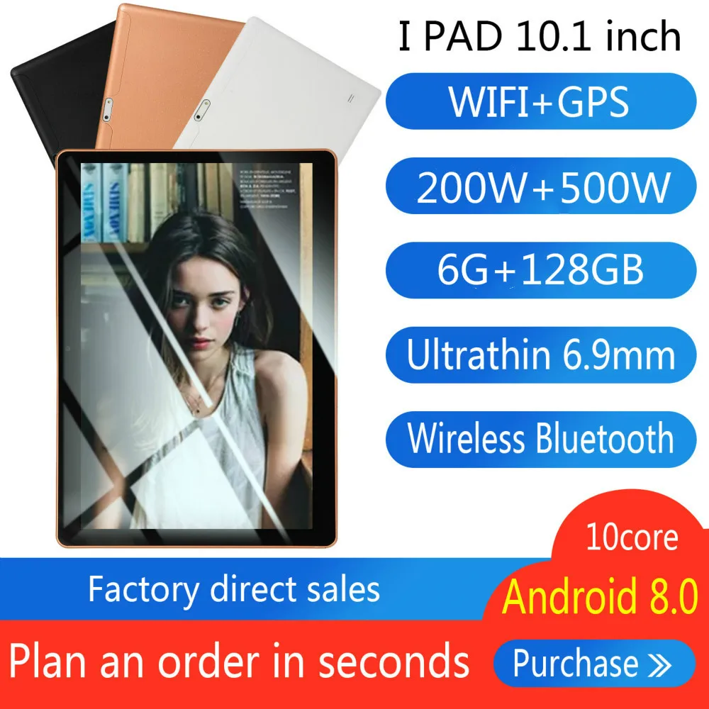 

10.1 inch for Android 8.1 plastic Tablet PC 6GB+128GB Ten-Core WIFI tablet 5.0MP Camera Dual SIM Camera 4G Wifi Phone Phablet