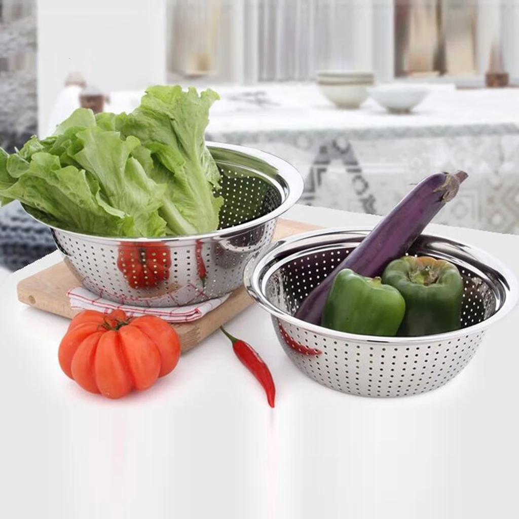 Stainless Steel Spaghetti Vegetable Strainer Colander Home Restaurant Kitchen Food Sieve Salad Spinner