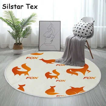 

Silstar Tex Naughty fox Round Carpets 90cm Animal Pattern Cotton Modern Printed Cotton Floor Room Mat Customed Bath For Child
