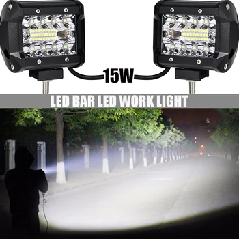 

4 Inch 15W LED Light Bar Ultra Slim Spot Work Light 12-24V DC Bar Spotlight Flood Lamp Work Driving Lamp Off-road Truck