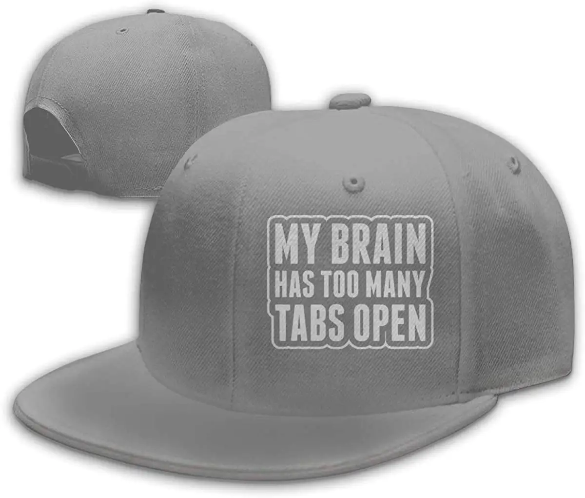 My Brain имеет слишком много вкладки Открытый Мужская бейсболка с плоским Биллом Регулируемая серая