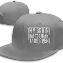 My Brain имеет слишком много вкладки Открытый Мужская бейсболка с плоским Биллом Регулируемая серая