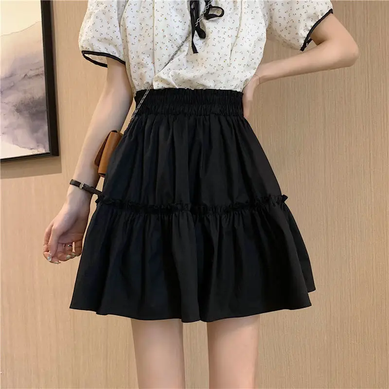 Harajuku White Mini Skirt Black Skirt Summer Women High Waist A-line Skirt Pleated Student Lady Cute Skirt Preppy Style ​wholesa creative patchwork lace pleated skinny single button v neck office lady blazers autumn winter thin sexy women s clothing 2022