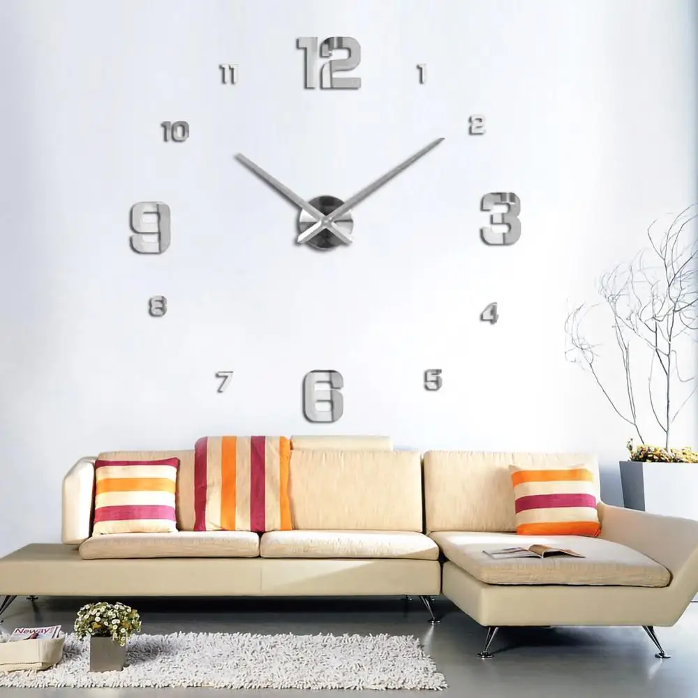 Modern Frameless DIY Wall Clock Design Rushed Quartz Clocks Fashion Mirror Sticker Living Room Decor New Arrival 3D Wall Clock