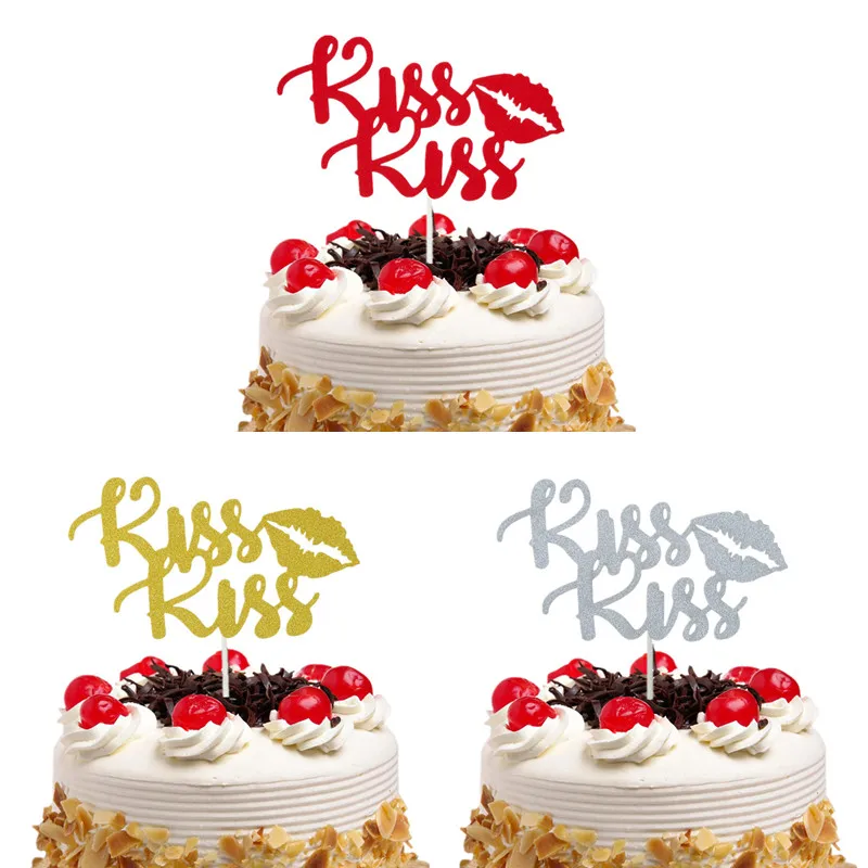 Торт Топпер поцелуй губы Mr Mrs свадебные кексы флаги блеск для декора Mariage семья