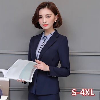 

Female Office Lady Coat Women Small Pant Suit Interview Spring And Sumemr Long-sleeved Overalls Professional Wear Formal Cloth