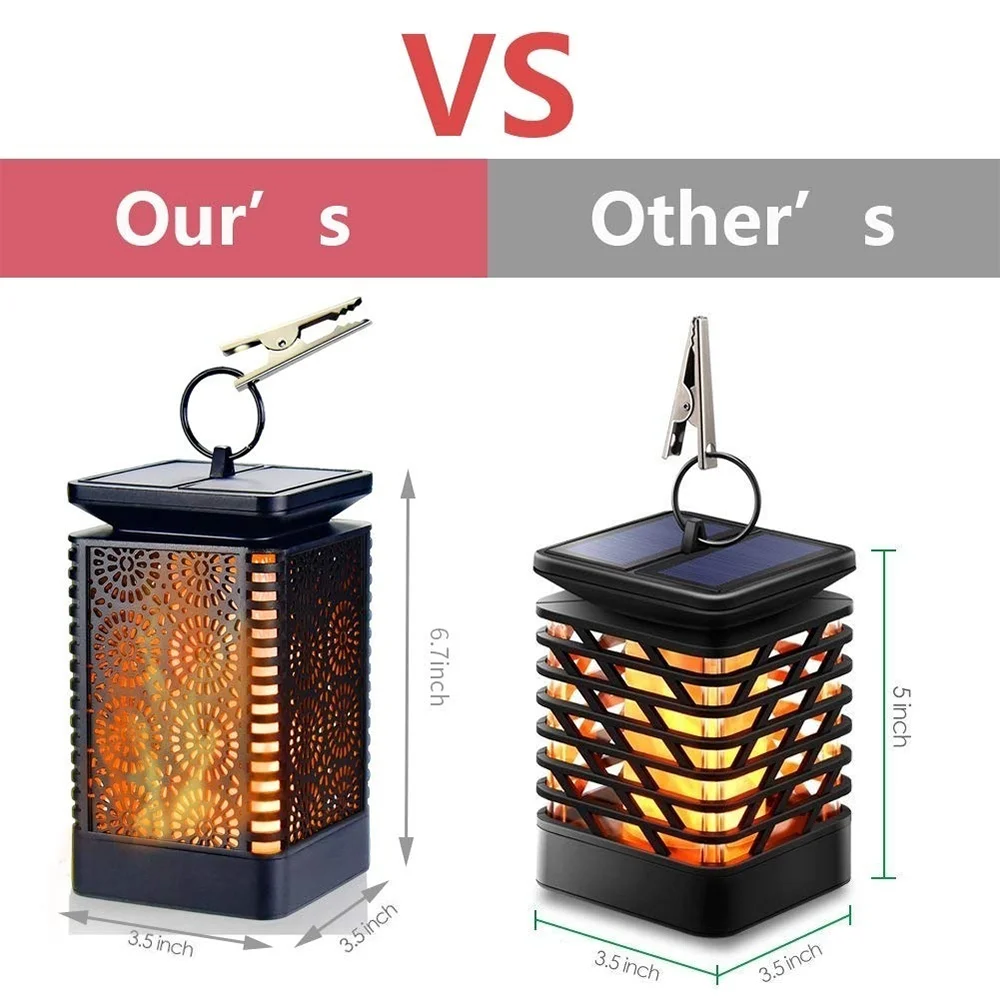 2 Lámparas Solares Exterior Con Efecto Llama - IP65 Impermeables, Carga Solar/USB, Luz Cálida 800 Lúmenes, Para Jardín, Patio O Camping