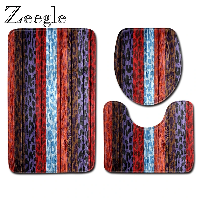 Zeegle 3 шт., нескользящий коврик для ванной комнаты, крышка для унитаза, Набор ковриков для ванной комнаты, коврик для туалета, коврик для душа