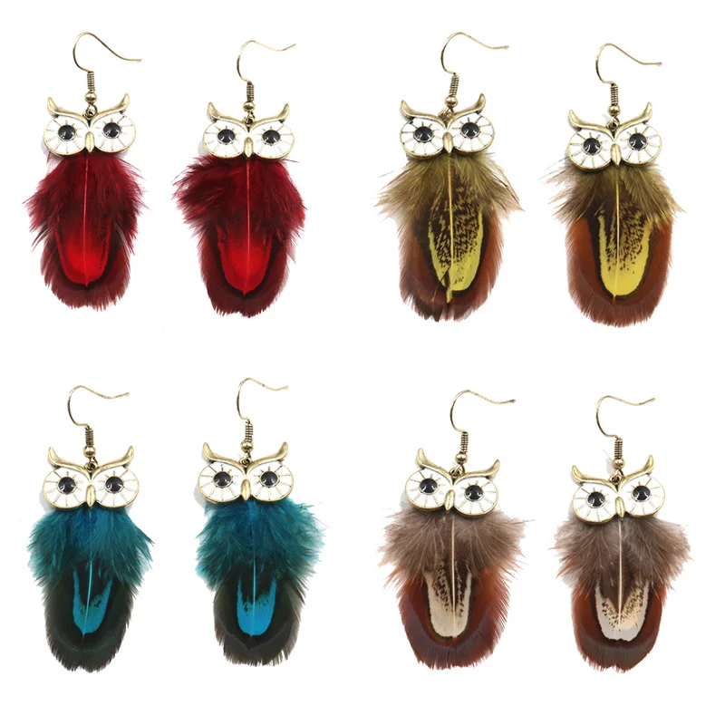 Классические серьги сова модные ювелирные изделия бронза милые винтажные животные очаровательные серьги сова femme
