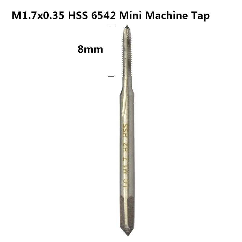 1 шт. HSS 6542 метрический резьбовой кран M1 M1.2 M1.4 M1.6 M1.7 M1.8 мини-сверло Прямой Флейта машина винтовой кран - Цвет: M1.7x0.35
