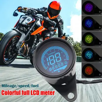 

Multi-function Digital Motorcycle Speedometer 7-Color LED Backlight LCD Odometer Tachometer 12V Metal Fuel Gauge Instruments
