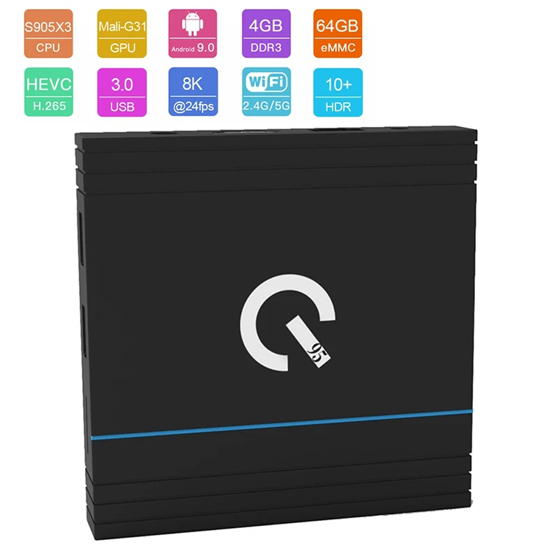Q95 Amlogic S905X3 Smart tv Box Android 9,0 4G 32G 64G медиаплеер 4K Google голосовой помощник WiFi Поддержка IP tv медиаплеер