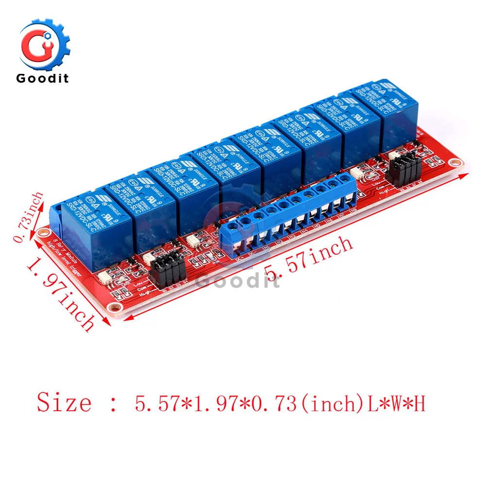 DC 5V/12V/24V 8 Channel Relay Shiled High& Low Level Trigger Regualtor Voltage Relay Board Optocoupler for Arduino Relay Module