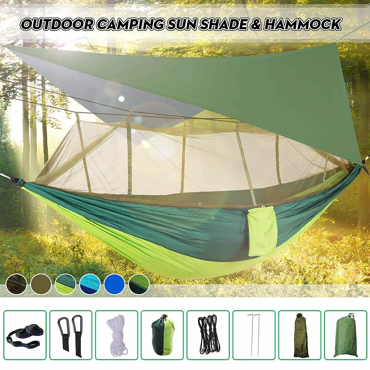

Outdoor Mosquito Net Parachute Hammock Portable Camping Hanging Hammock Swing Chair Sleeping Bed Outdoor Camping Garden