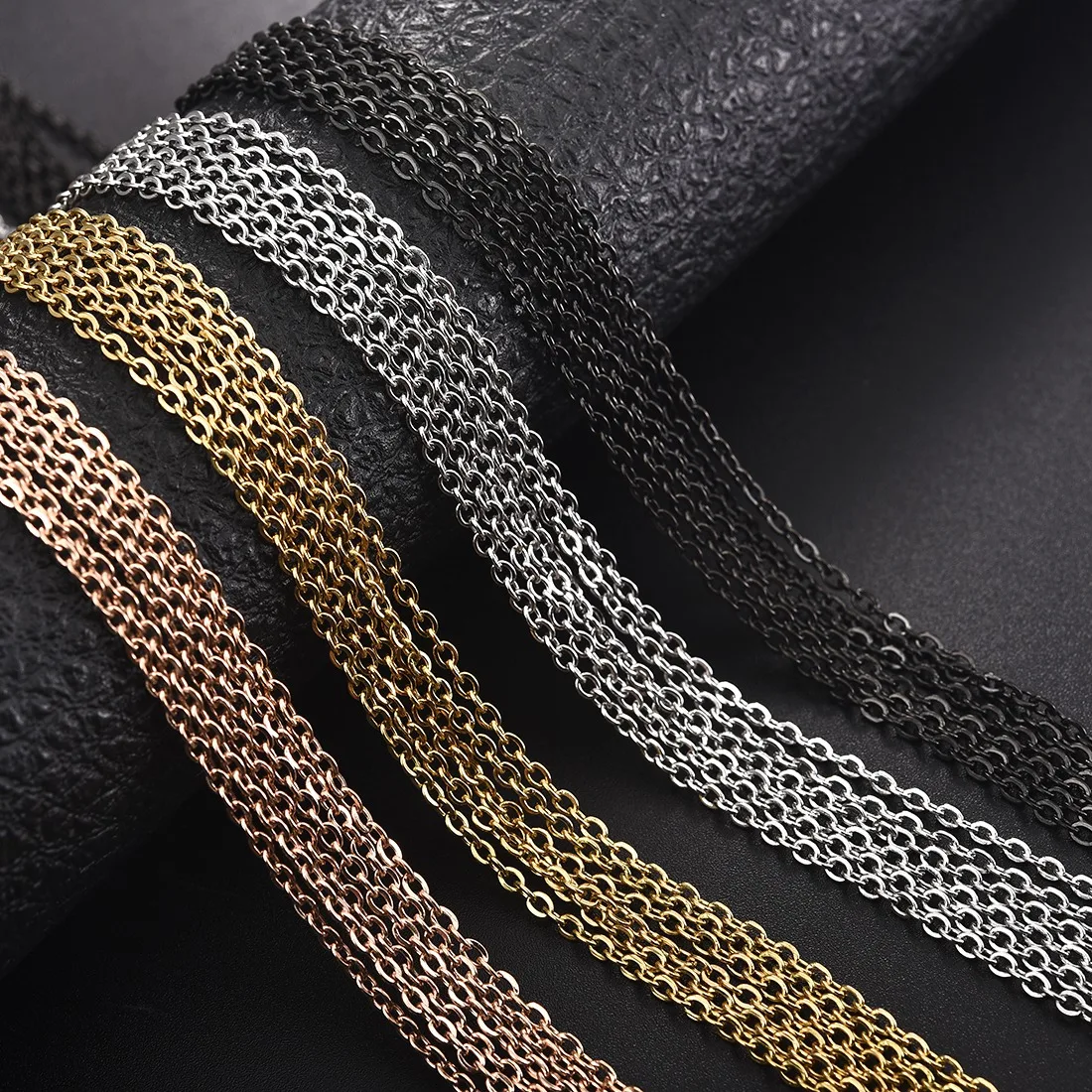 10Pcs/Lot 50cm Stainless Steel Chain Rose Gold/Gold/Steel/Black Width 2mm Chains For DIY Necklaces Pendant Jewelry Making | Украшения и