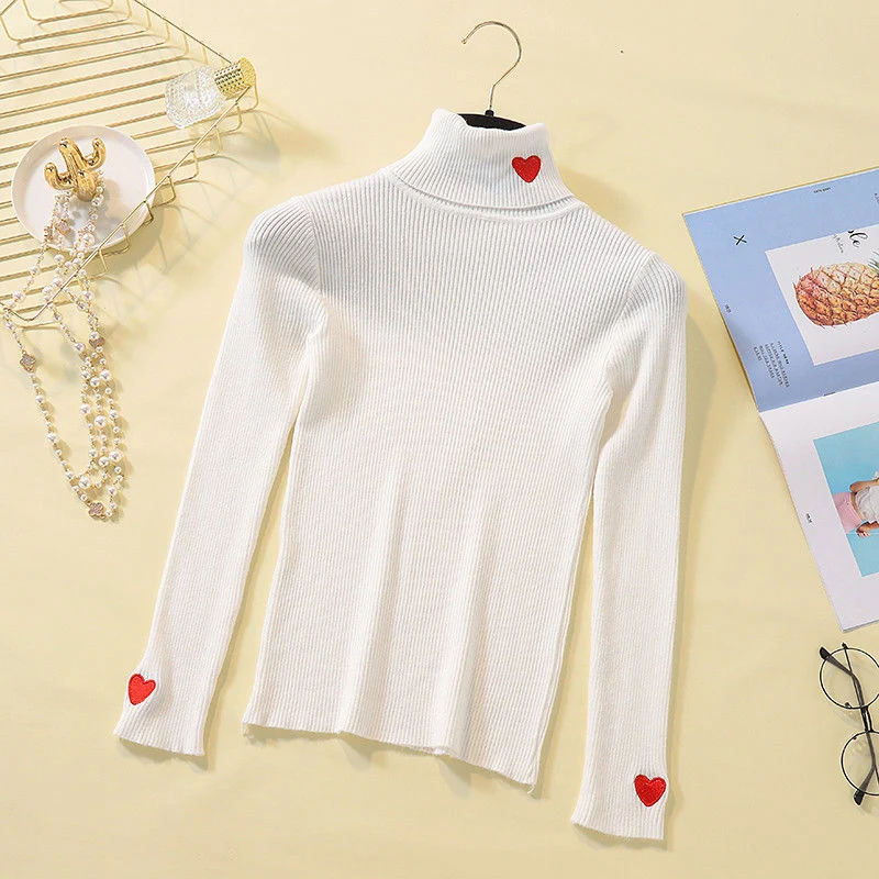 Autumn Winter Turtleneck Sweater Women Long Sleeve Embroidery Slim Elasticity Knitted Women Pullover Sweater 2019 Ladies Tops (4)