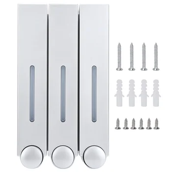 

420ML*3 waterproof Liquid Soap Dispenser Wall Mount Shower Liquid Soap Dispenser 3 Head Shampoo Dispensers for Hotel Bathroom