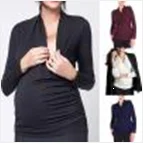 Women Maternity Blouse Fashion Pregnant Nusring Maternity Long Sleeve Ruffles Printed Dot Blouse T-Shirts Pregnancy Cloth M50