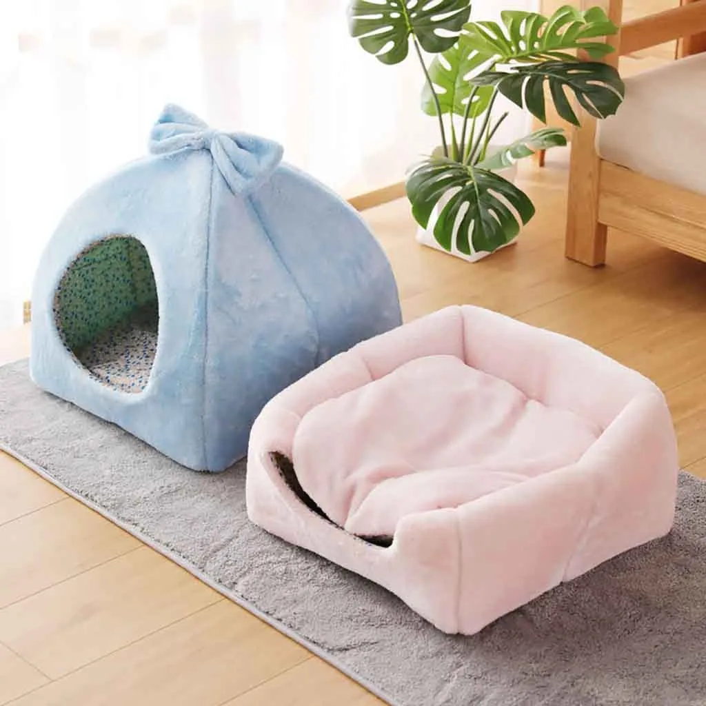 Складной домик для питомца, кошки, собаки, мягкая теплая плюшевая полипропиленовая хлопковая Подушка для сна, питомник, кровать, котенок, щенок, коврик для питомца, собаки, кошки, кровать Domek Dla Kota