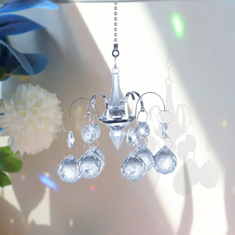 Crystal Pendant Wind Chime Chandelier Shaped Prism Faceted Hanging Jewelry Ornament Glass Sun Catchers Indoor Outdoor Decor Sun Catcher