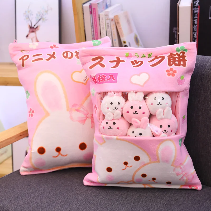 A Bag Of 8pcs Snack Puddiing Soft plush toyrabbit dog Monster Plush Pillow Creative Anime Throw Pillow Cartoon toys for Kids