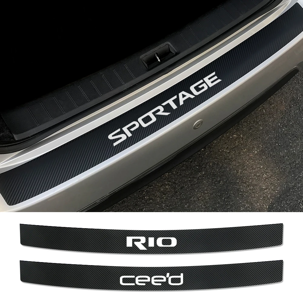 Carbon Car Rear Bumper Stickers For Kia Sportage 3 4 QL Rio 3 4 K2 Optima Sorento Picanto Ceed Forte Cadenza K9 Soul Accessories