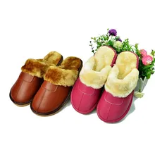 Мужские зимние домашние тапочки; кожаные домашние тапочки для мужчин; теплые плюшевые домашние тапочки из натуральной кожи унисекс с мехом для мужчин и женщин; мужская домашняя обувь