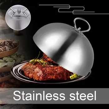 

Kitchen Stainless Steel Steak Cover Teppanyaki Dome Dish Lid Anti Oil Splashing Food Cover For Restaurant Cooking(20/24/26/28cm)
