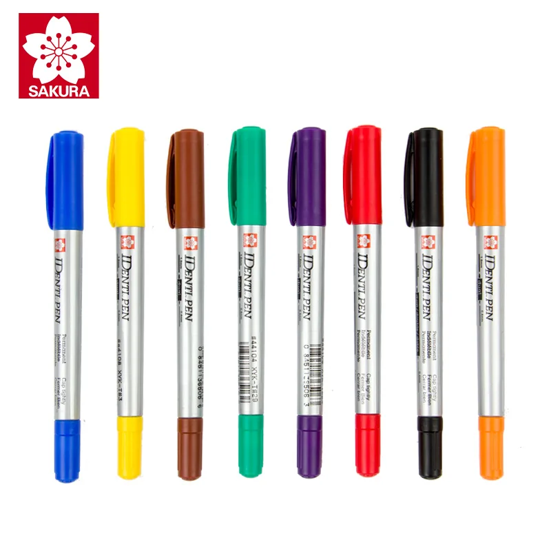 Double head 8 colors SAKURA XYK-T Перманентный маркер одной/двойной головки масляный Маркер ручки водонепроницаемый CD/стекло/фотобумага/тканевые картины поставки - Цвет: Double head 8 colors