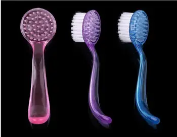 

100pcs Plastic Nail Art Dust Cleaning Brush with Cap Round Head Make Up Washing Brush Manicure Pedicure Nail Tools Comb