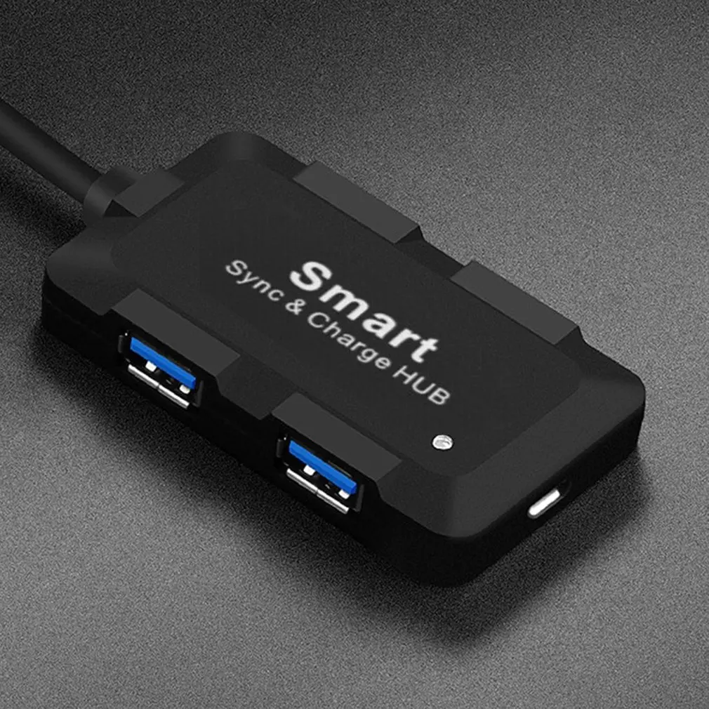4 порта USB 3,0 Супер Скоростной концентратор питание портативный тонкий Встроенный кабель расширения данных синхронизации зарядки адаптер