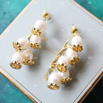

flower bell orchids white pearl earrings stud earrings ear hook restoring ancient ways of classical temperament beauty