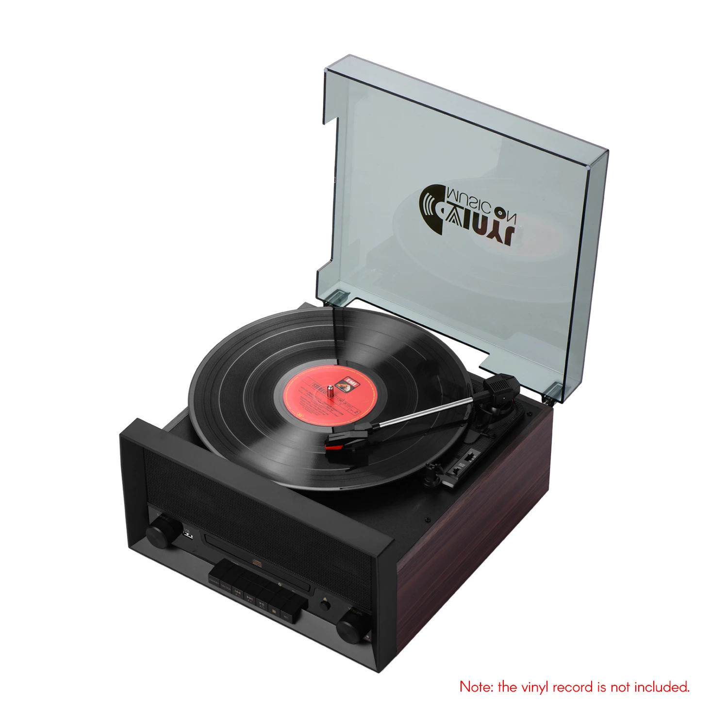 TOCADISCOS clásico en 1, Centro de música inalámbrico BT, reproductor de discos de vinilo, de CD, FM, tocadiscos de 3 velocidades con codificación USB|Accesorios y piezas de instrumentos eléctricos| -