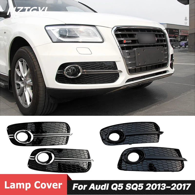 

ABS Material Black Or Silver Fog Lamp Grille Cover For Audi Q5 SQ5 Standard Bumper 2013-2017