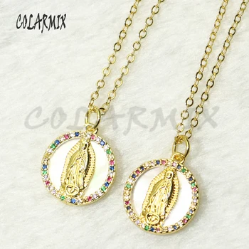 

8 Pcs Virgin mary pendantes necklace shell charm religion jewelry fashion accessories zircon accessories jewlery for women 9595