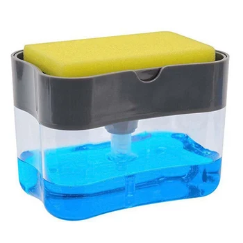 

Soap Dispenser Soap Pump Sponge Caddy New Creative Kitchen 2-in-1 Manual Press Liquid Soap Dispenser With Washing Sponge