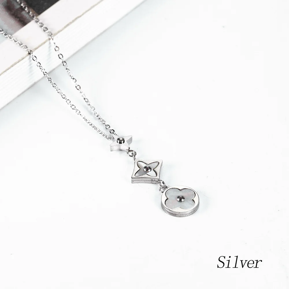 Ожерелье из нержавеющей стали, подвеска на цепочке для женщин, серебряные золотые ювелирные изделия, корейские модные ювелирные изделия - Окраска металла: 1039