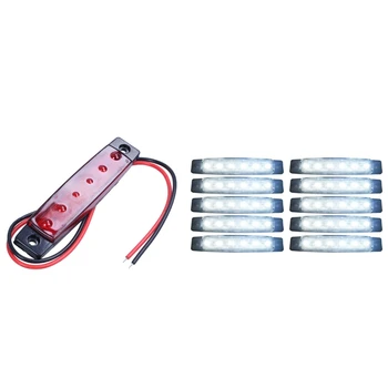 

1x 24V 6 SMD LED Car Light Red Light & 10 Pieces 24V Tail 6 SMD LED Side Indicator Indicators Rear Lamp White Light