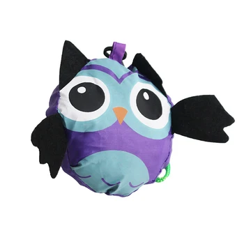 

Owl Pattern Polyester Supermarket Foldable Large Capacity Daily With Strap Durable Wear Resistant Cute Cartoon Shopping Bag