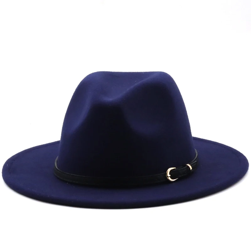Simple Felt Hat Men Fedora Hats with Belt Women Vintage Trilby Caps Wool Fedora Warm Jazz Hat Chapeau Femme feutre white fedora hat Fedoras